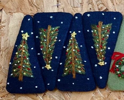 Xmas Theme Embroidered Hair Barrette, Christmas Collection