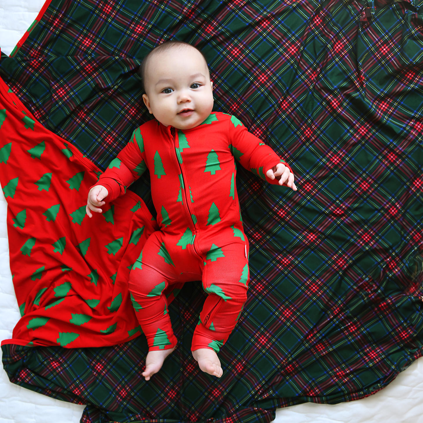 Christmas Trees Convertible Zip Onesie