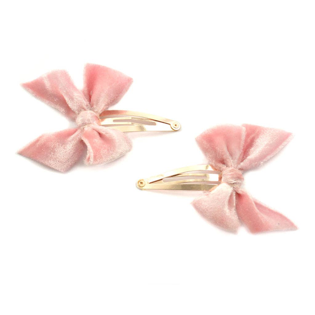 Large Velvet Bow Hair Clips with Dip-Dyed Edges, Brass