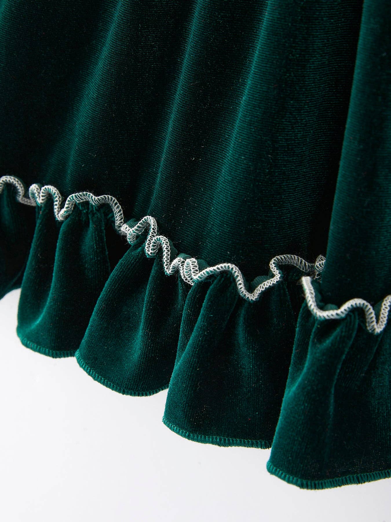 Green Santa Embroidered Velvet Girls Dress