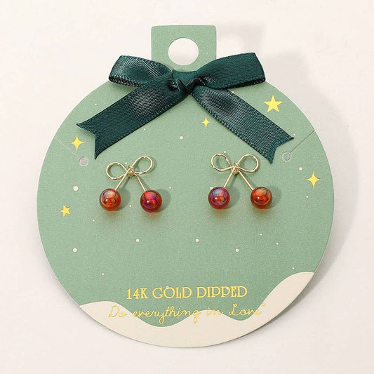 14K Gold Dipped Ball Tip Bow Stud Earrings