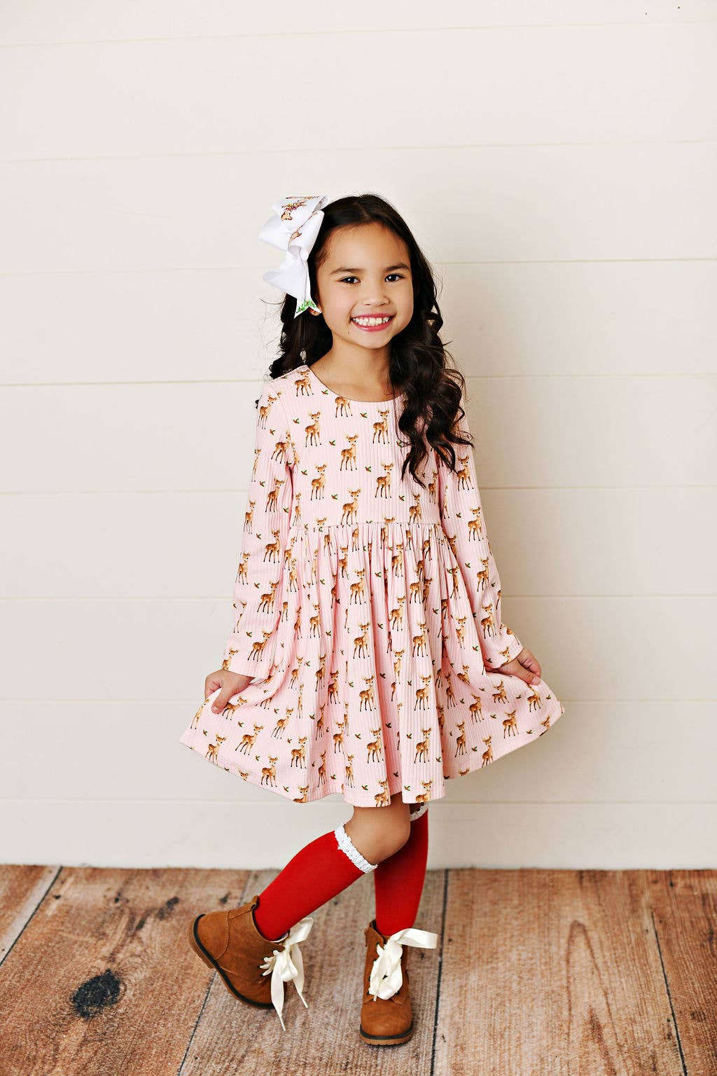 Reindeer Pink Holiday Dress