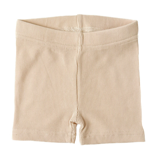 BAMBOO RIBBED BIKER SHORTS - SAND