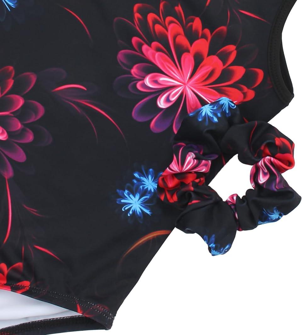 Sparkly Flower Gymnastics Leotard with Shorts Set