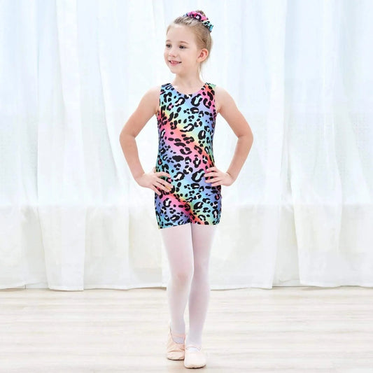 Pale Rainbow Stripes Leopard Unitard