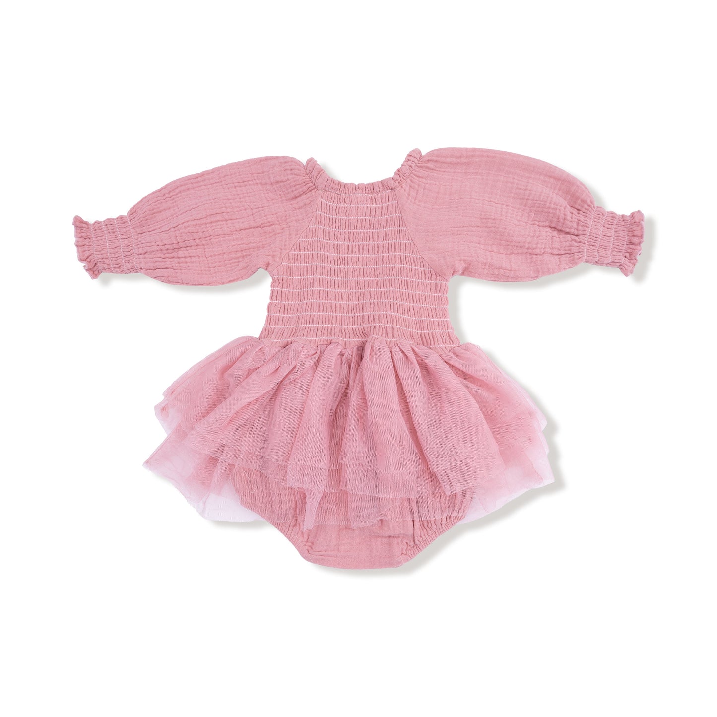 Long Sleeve Smocked Bubble with Tutu