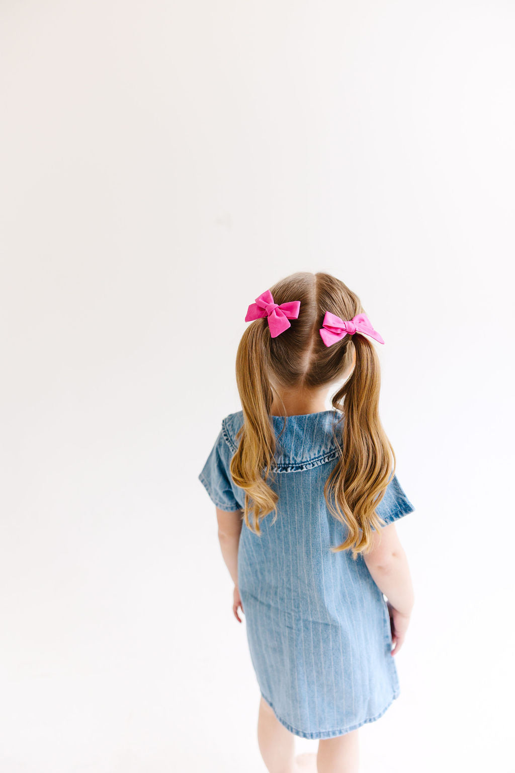 Red Mini Solid Pinwheel Pigtail Bow Set