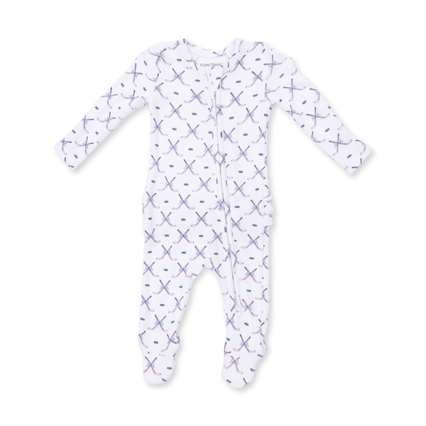 Simple Hockey Pink - 2 Way Ruffle Back Zipper Footie