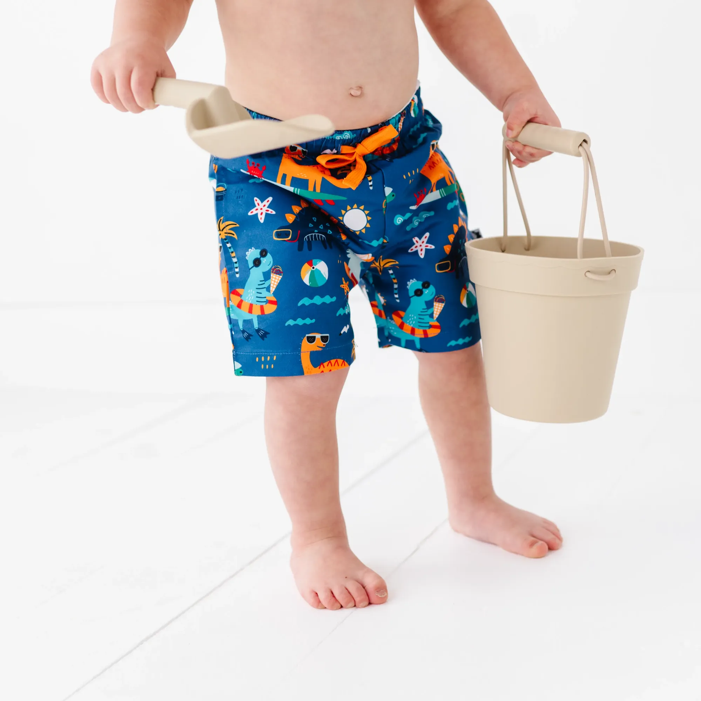Blue Dino Boys Swim Trunks