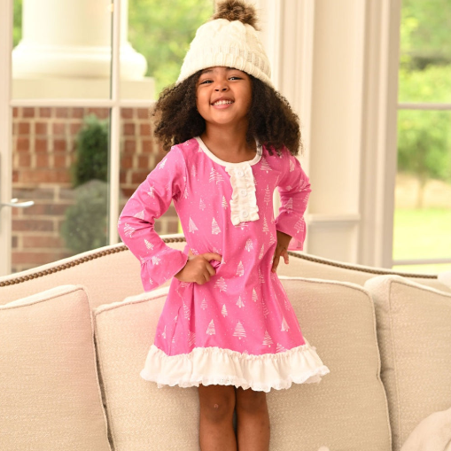 White Trees on Magenta Gown & Bloomer