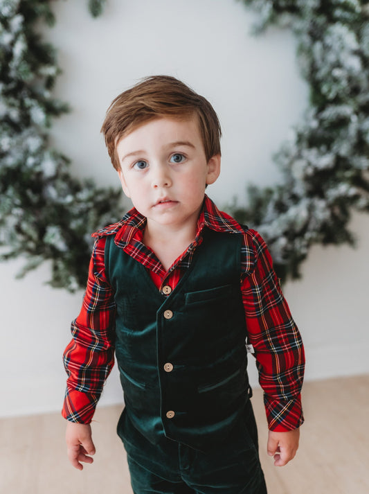 Christmas Tartan Button-Up Shirt