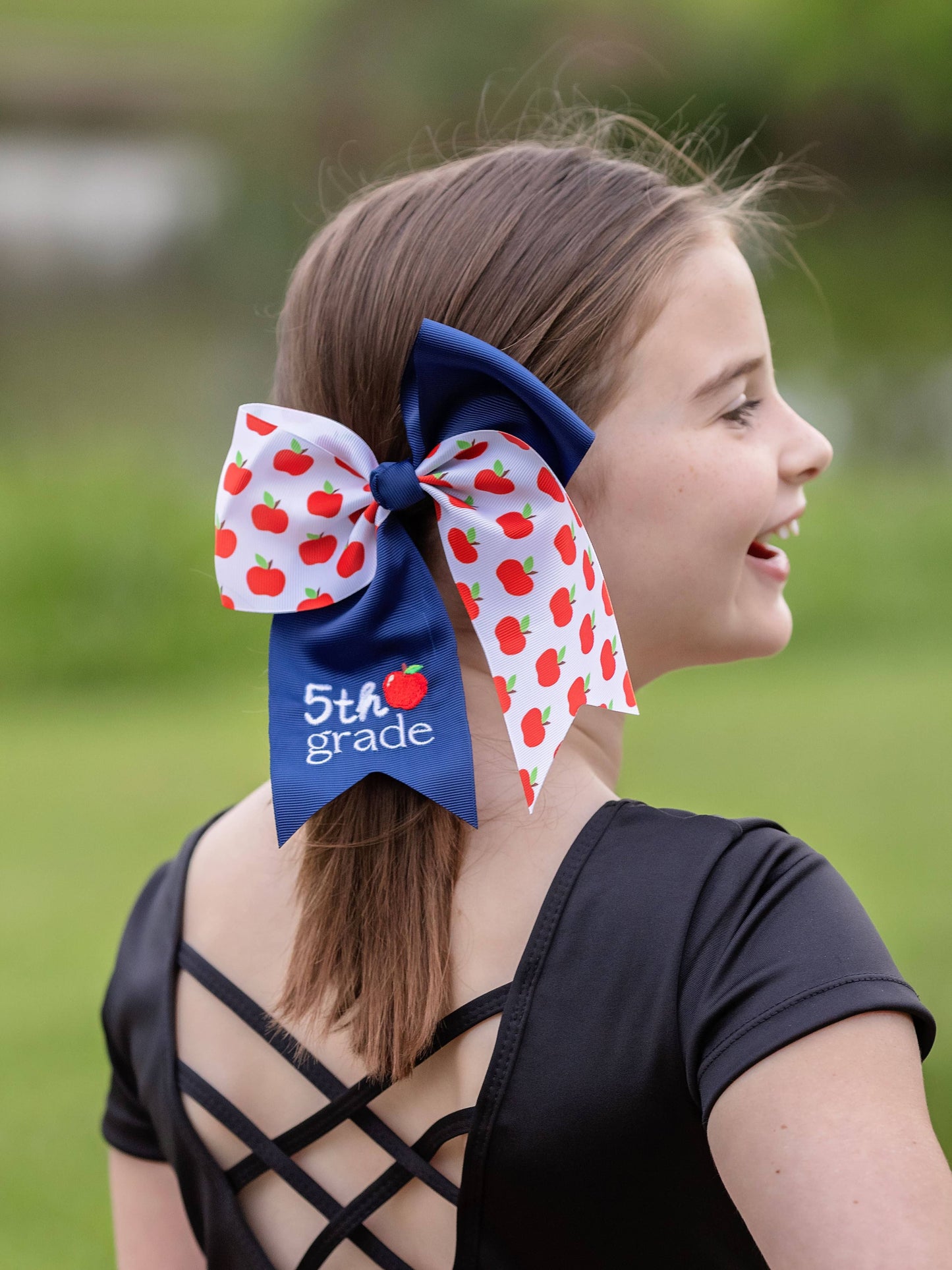 School Grade Embroidered Cheer Bow
