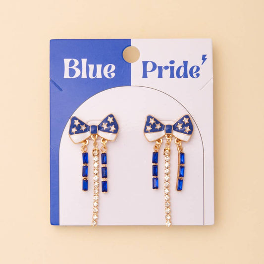 Game Day Crystal Rhinestone Embellished Bow Post Earrings