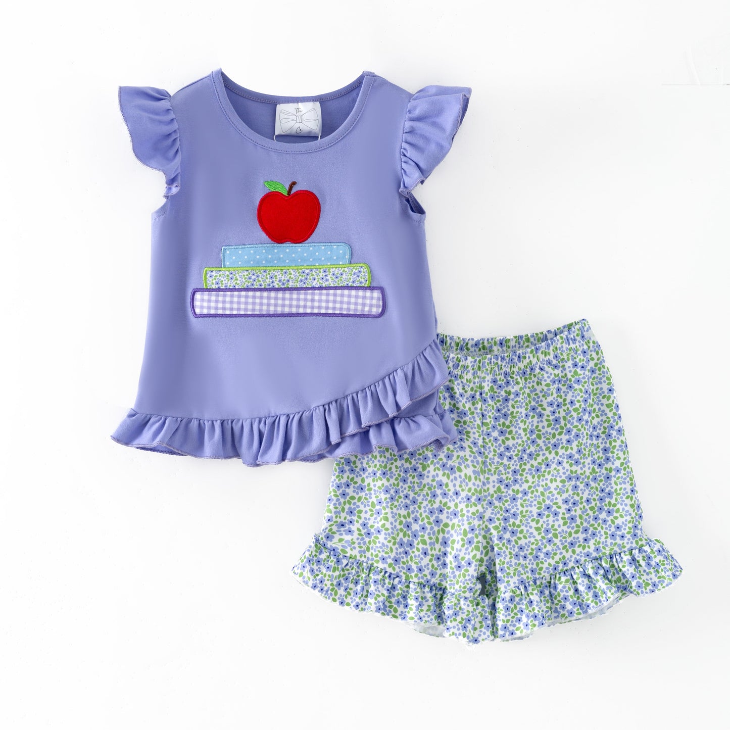 Apple Stack Ruffle Shorts Set | Girls Back to School Outfit