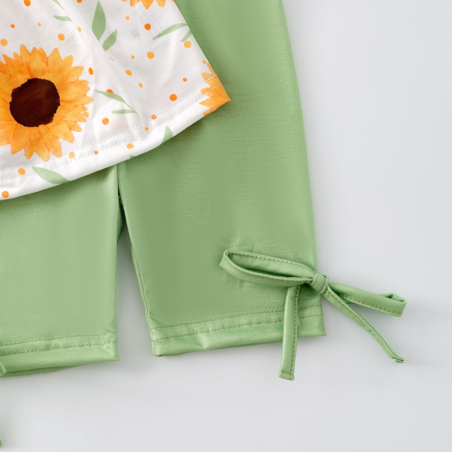 Girls Summer Sunflower Print Lemon Green Short Set