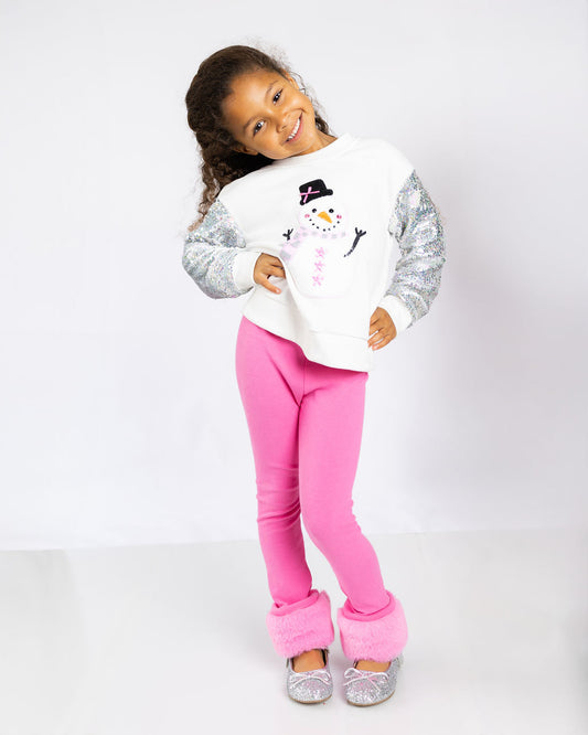 Pink Fur Cuffed Leggings - preorder