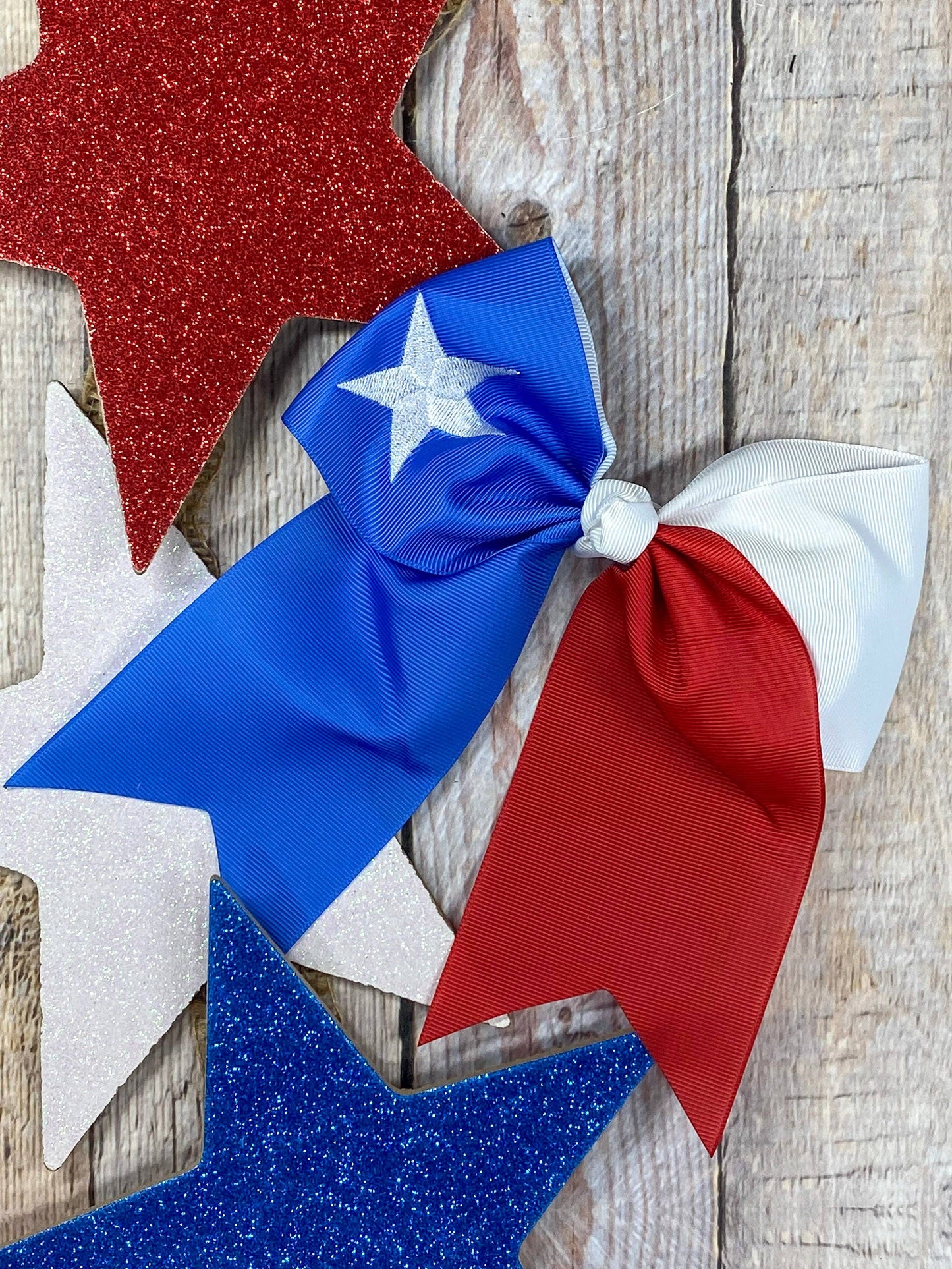 Texas Flag Embroidered Cheer Bow