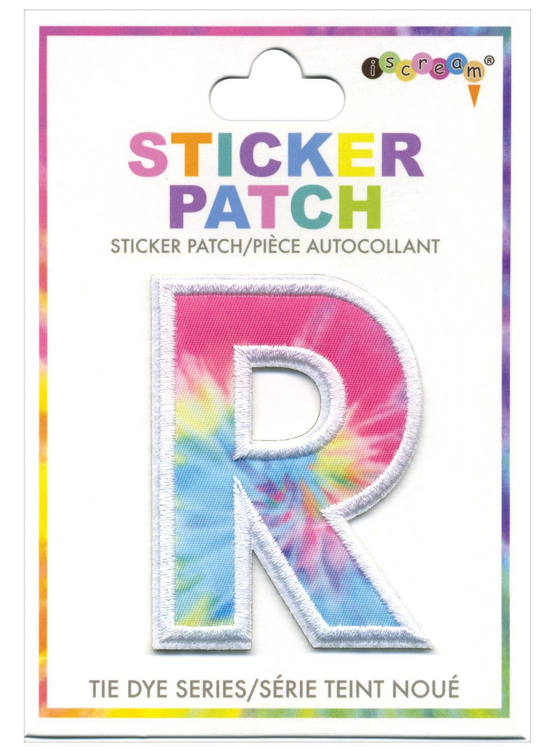 R INITIAL TIE DYE STICKER PATCH