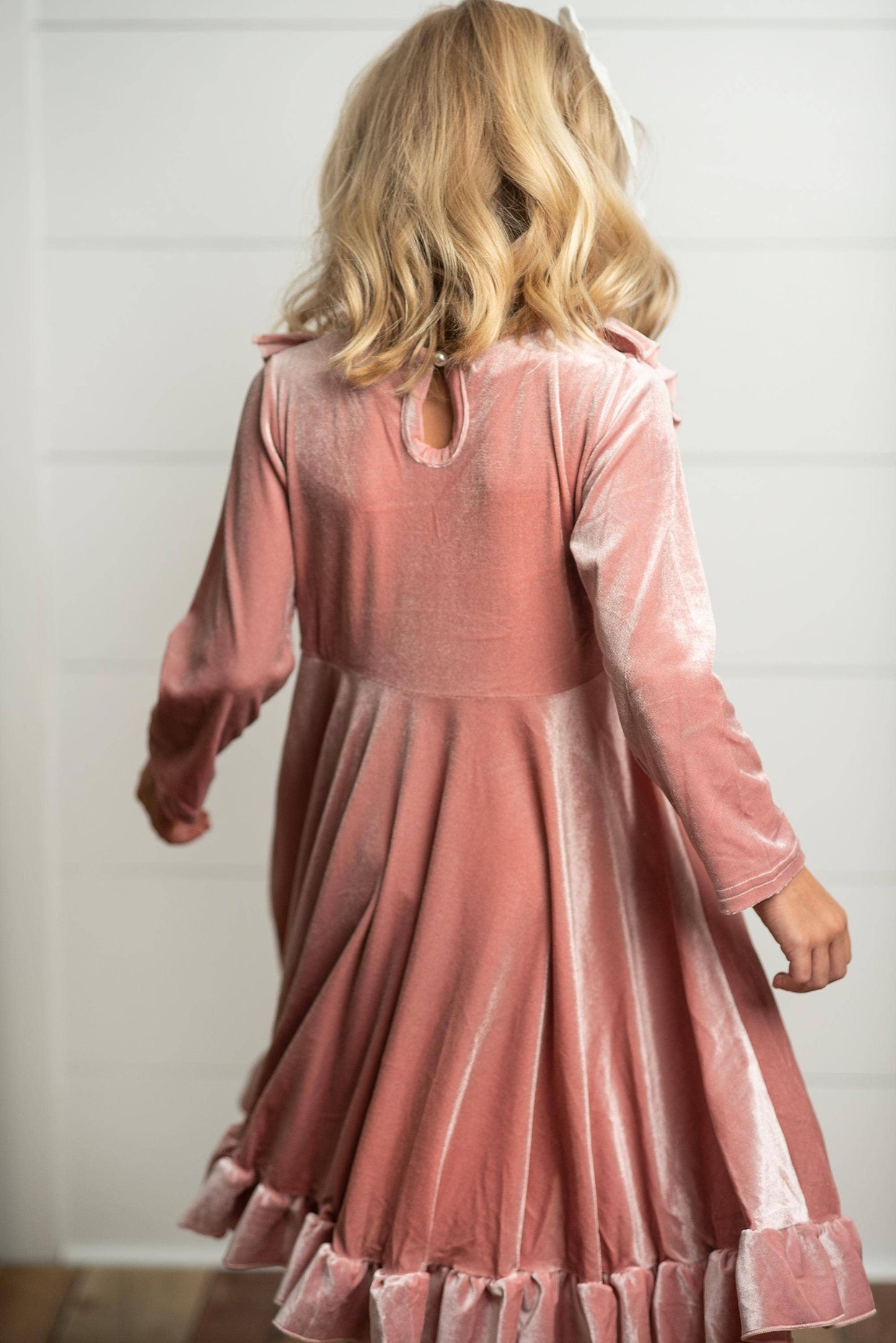 Pink Velvet Ruffle Fancy Dress