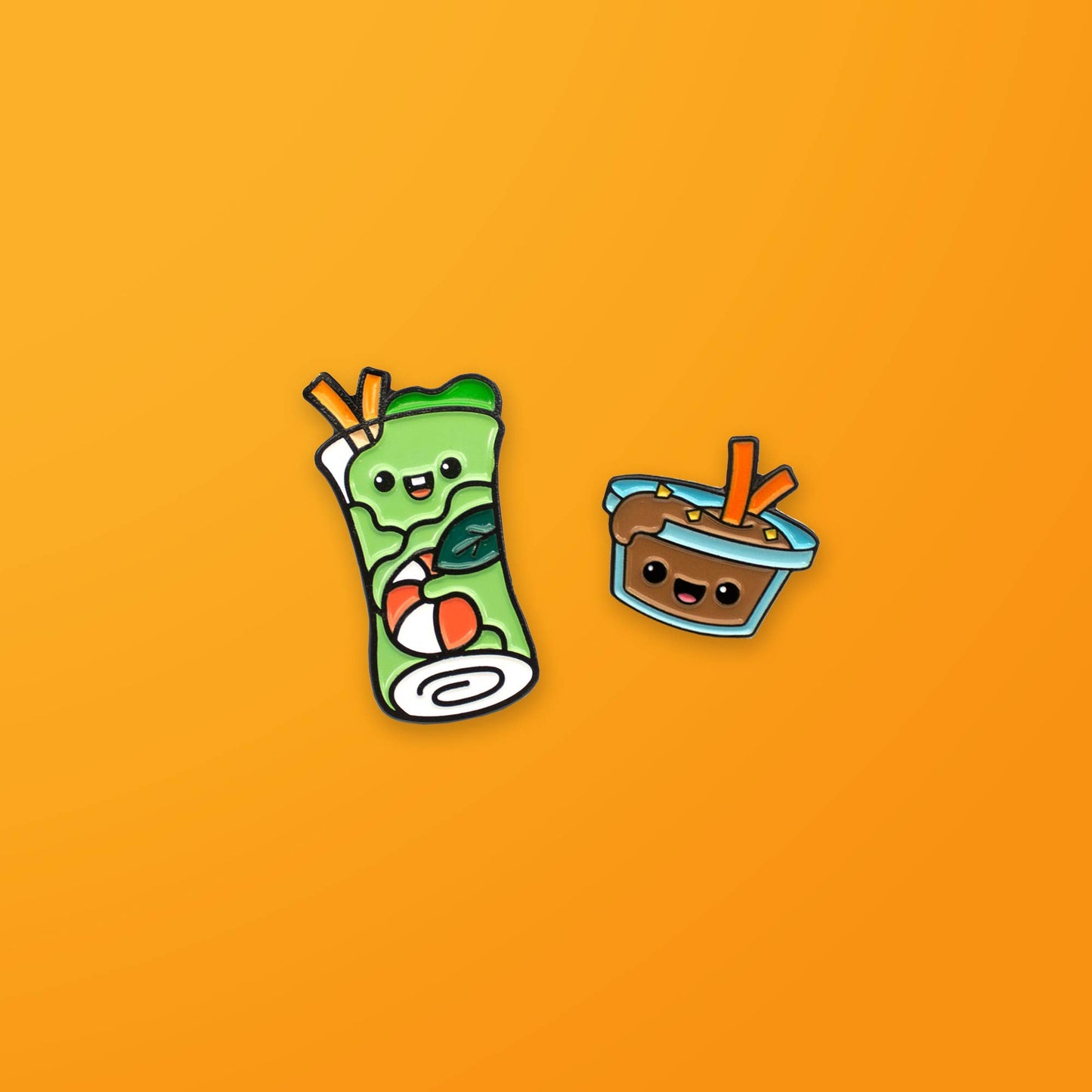 Spring Roll & Peanut Sauce Enamel Pin Set