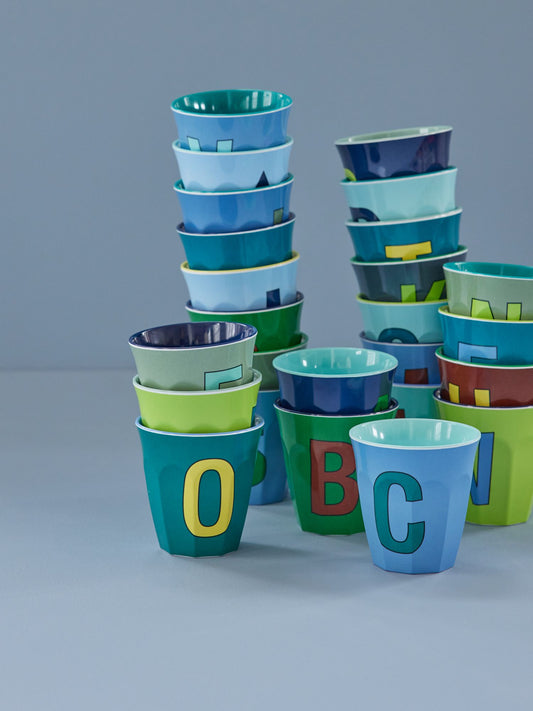 Melamine Cup - Medium with Alphabet in Bluish Colors | Letter Y