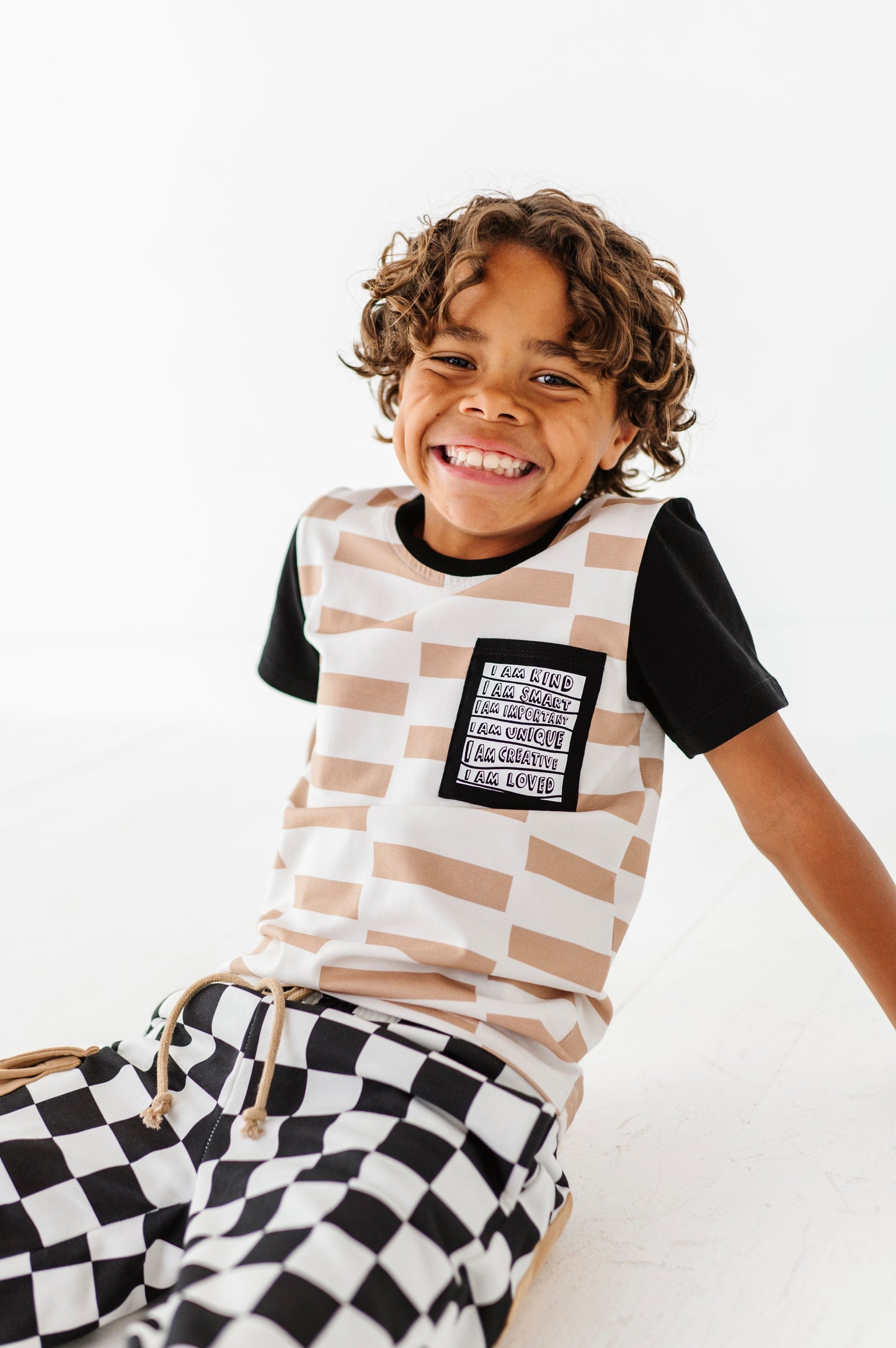 Chunky Tan Check Affirmation Pocket Tee