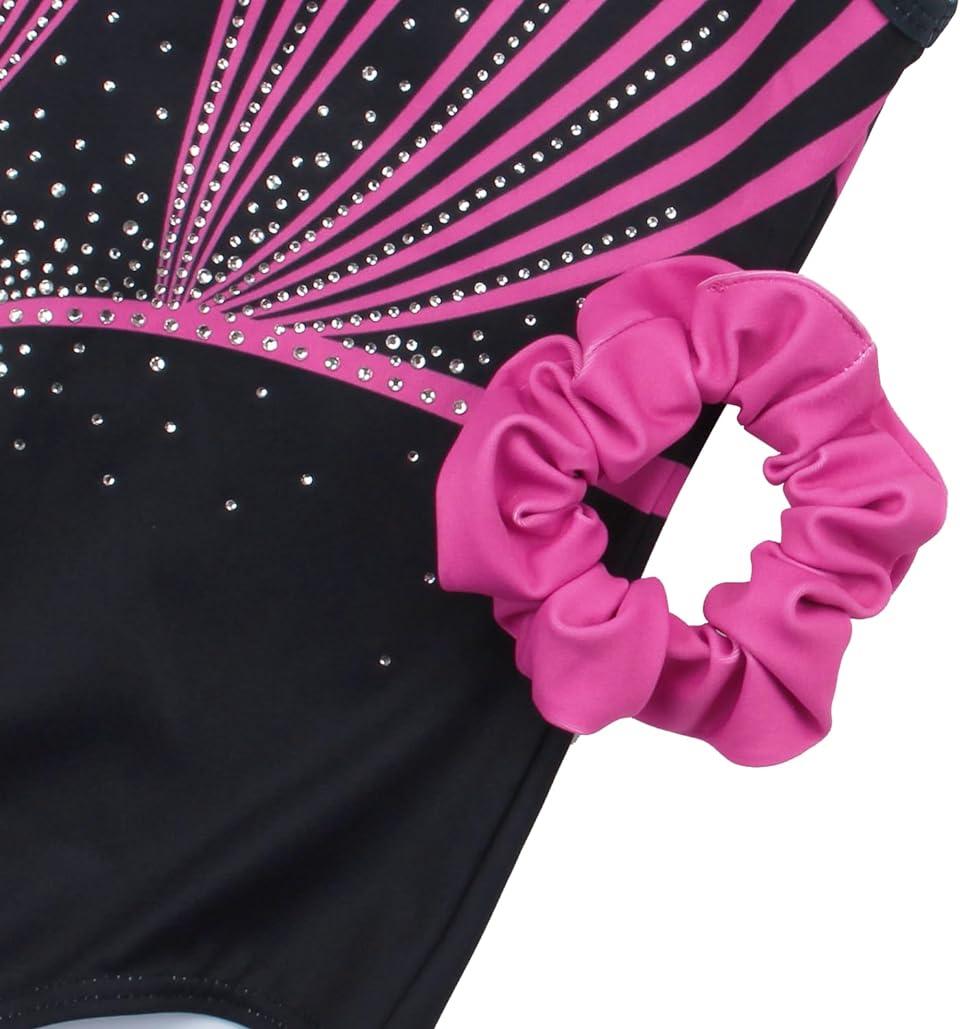 Rose Red Line Diamond Gymnastics Leotard with Shorts Set