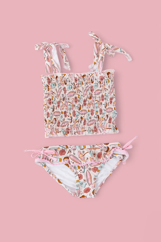 FUN IN THE SUN DREAM SMOCKED TANKINI TWO PIECE SWIM SUIT