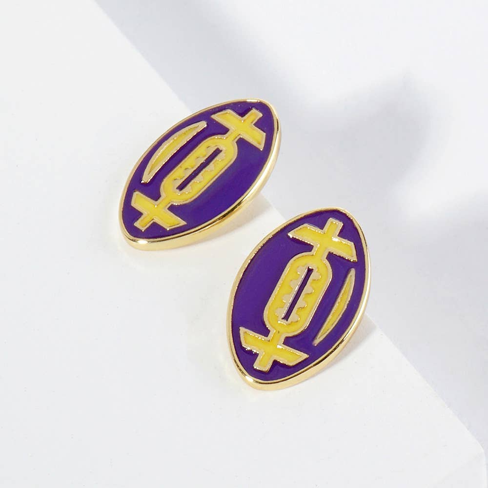 Gold Dipped GAMEDAY Football Stud Earrings