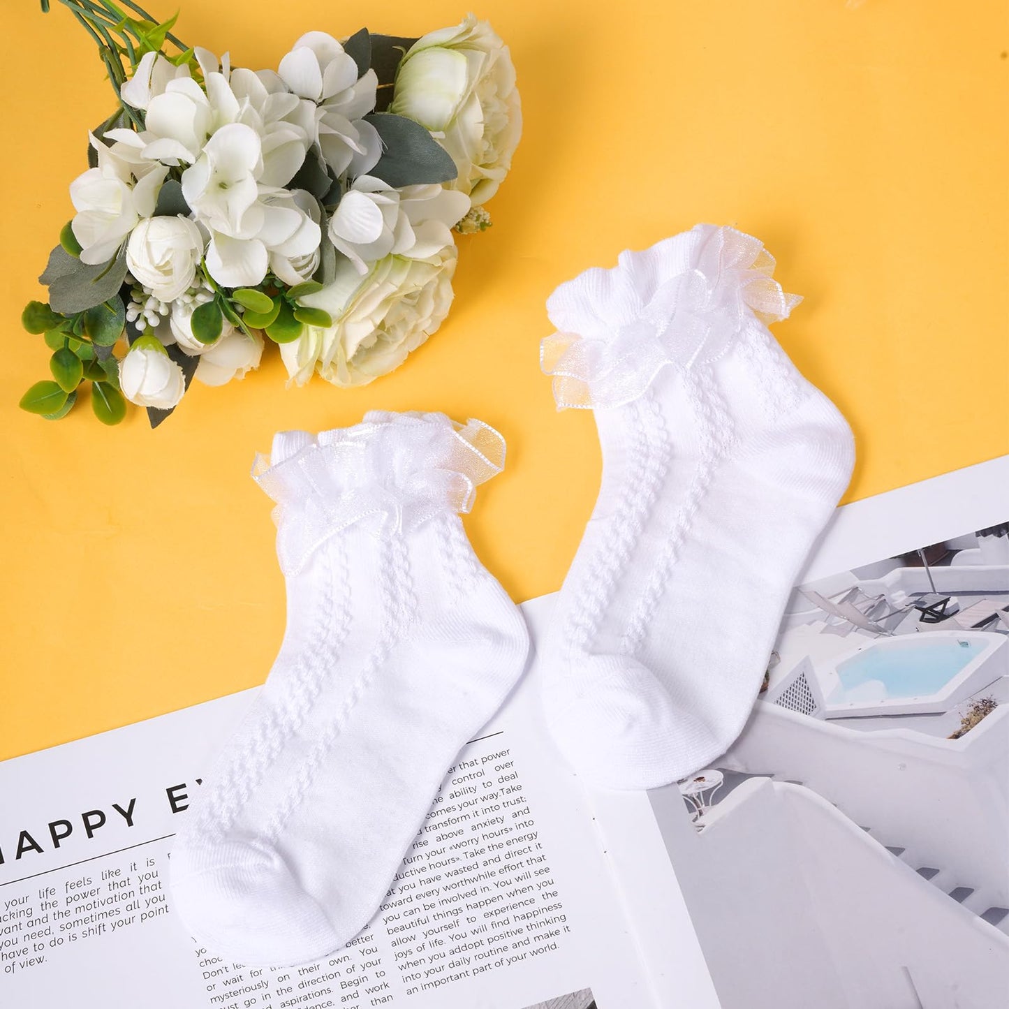 Girls Cotton Lace Dress Socks White 1 Pack Size 4-6 Years