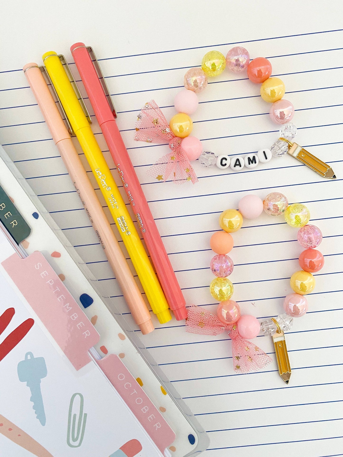 Back to School: Pencil PASTEL Colors Charm Bracelet