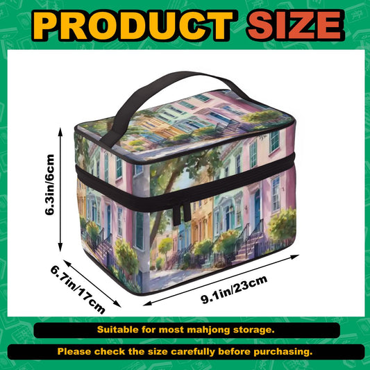 Charleston South Carolina Mahjong Tile Bag, Rainbow Row Designed