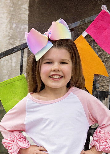 Rainbow Print Texas Size Hair Bows