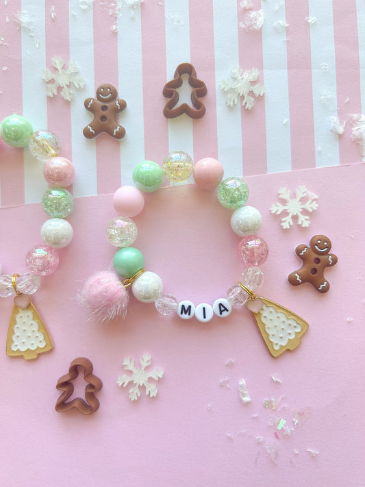 Christmas Holiday Kids Christmas Tree Gingerbread Charm Bracelet