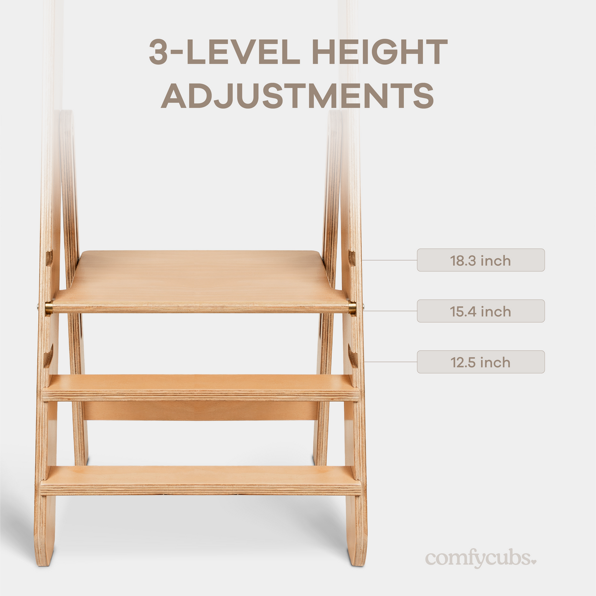 Kids Step Stool for Ages 3+ in Natural Wood