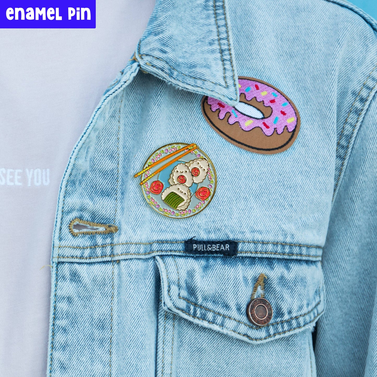 Kawaii onigiri sushi enamel pin