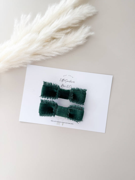 Velvet Fringe Hair Bows