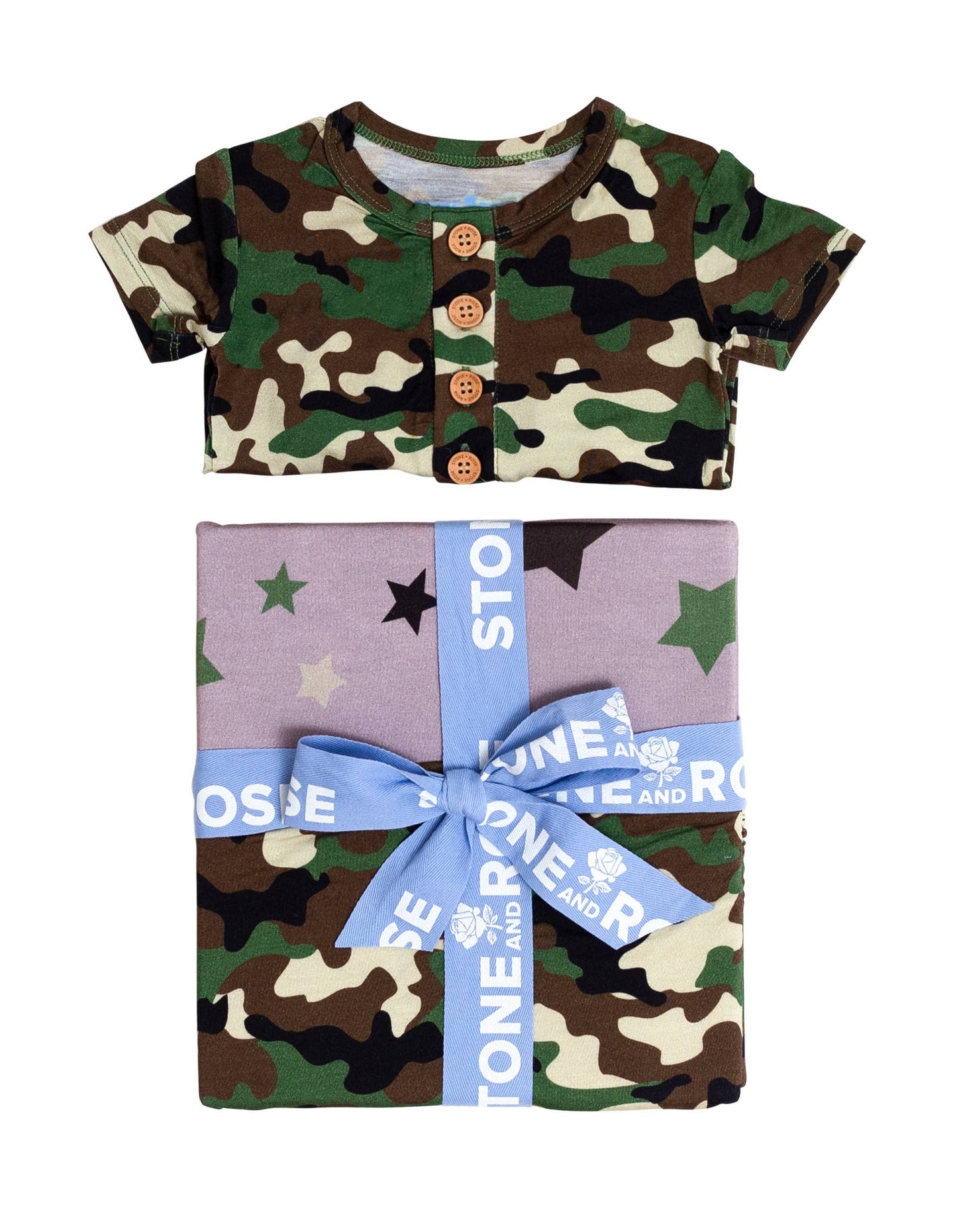 Camo Short Sleeve Henley Romper