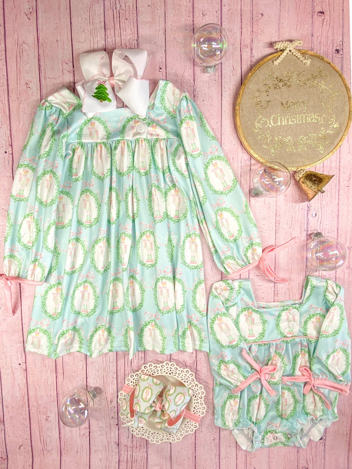 Nutcracker & Tied Long Sleeves Dress