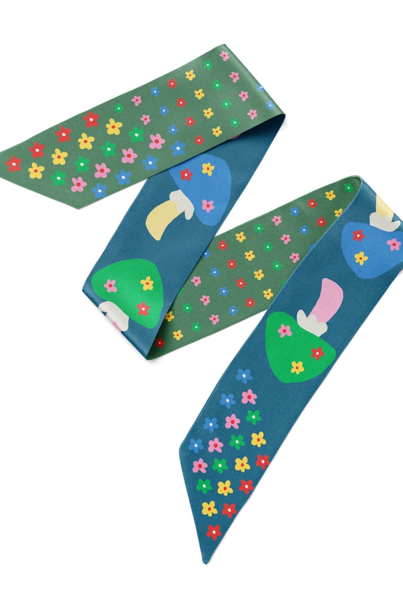 Mushroom Floral Twilly Ribbon Scarf