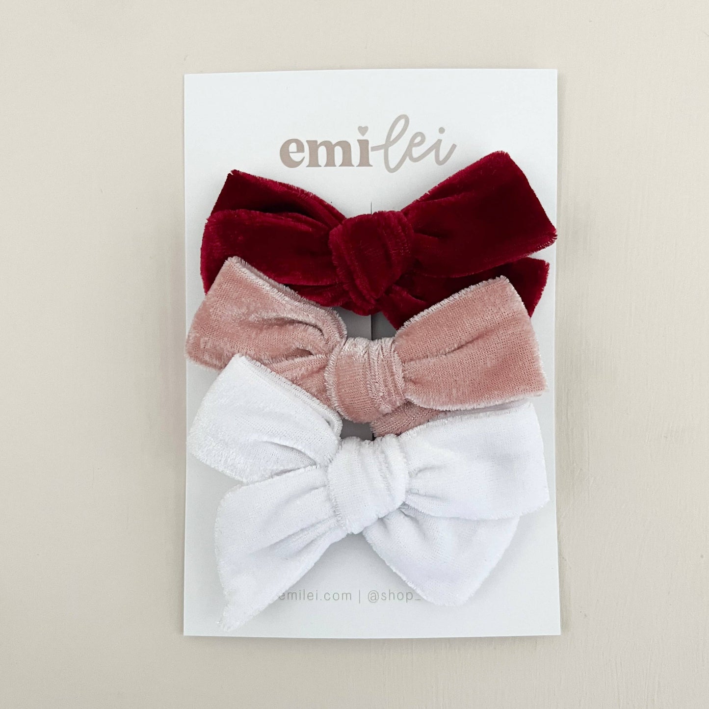 Velvet Alligator Clip Bow Set (3) #2