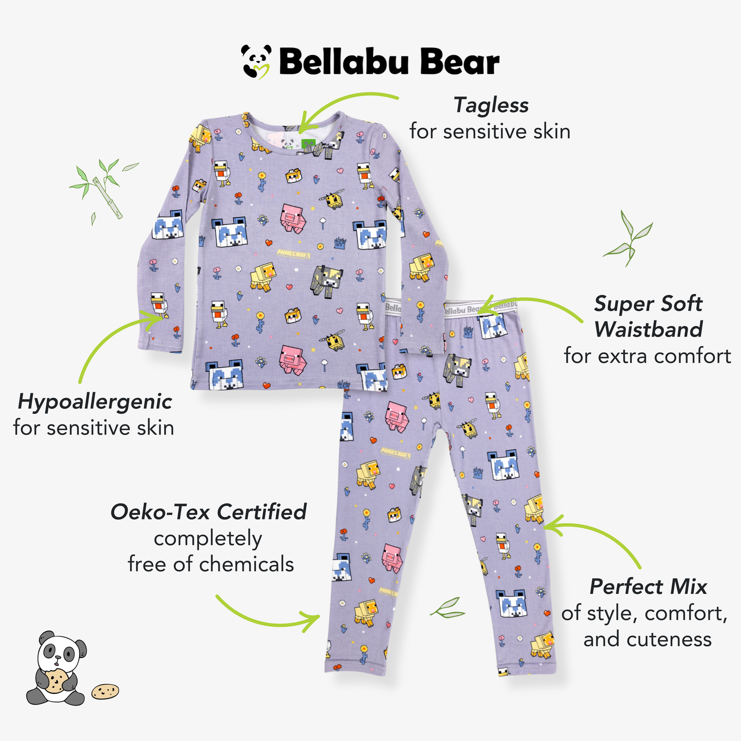 Minecraft Pixel Pals Bamboo Kids Pajamas