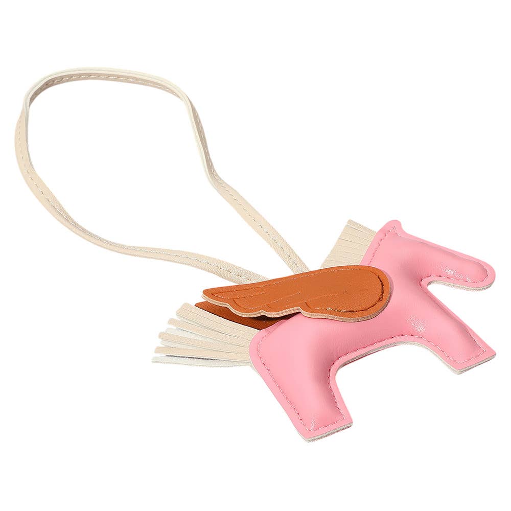 Faux Leather Winged Horse Bag Charm