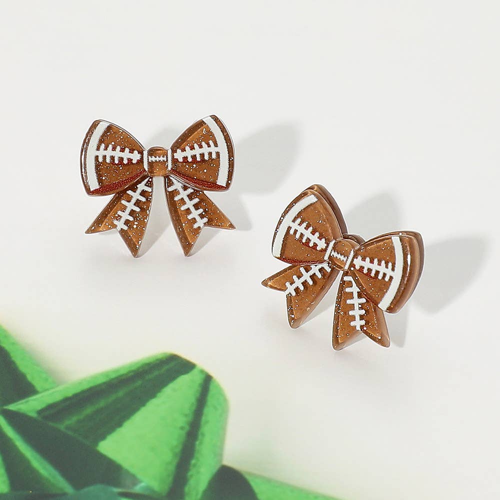 Resin Sports Baseball/Basketball/Football Bow Stud Earrings