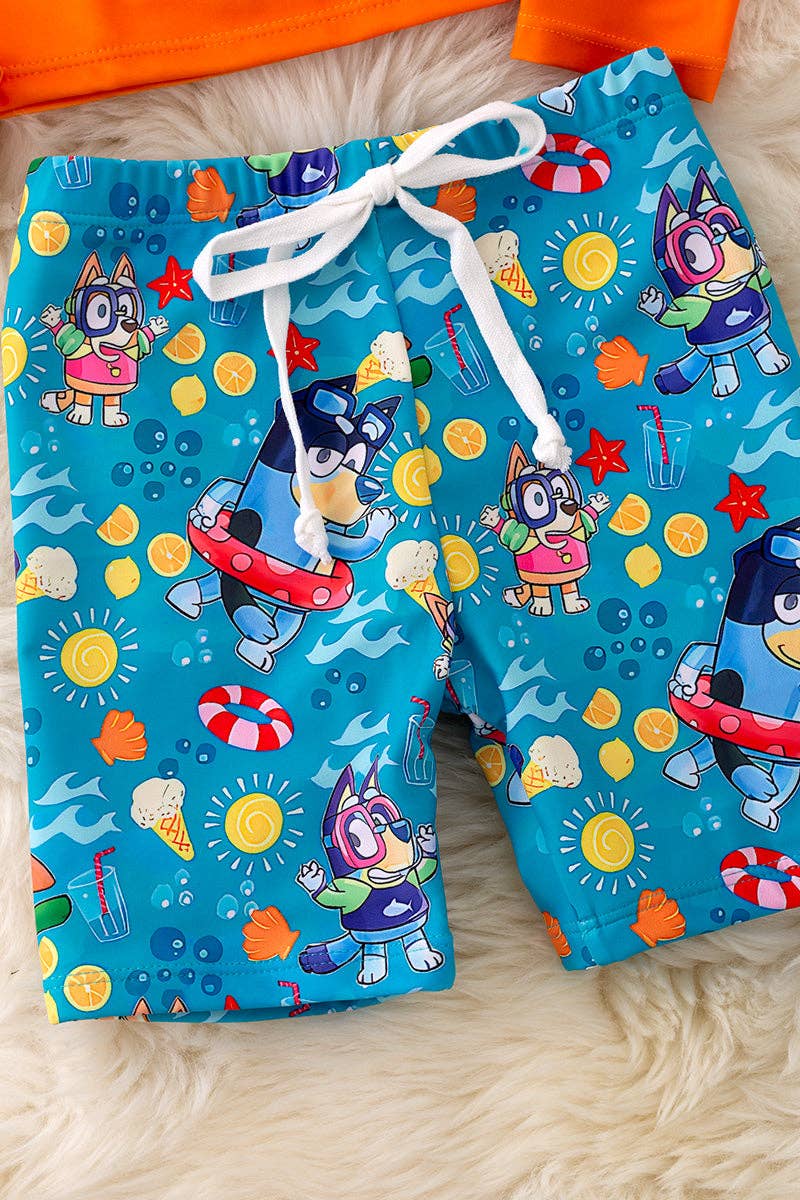 Blue Dog printed swim set