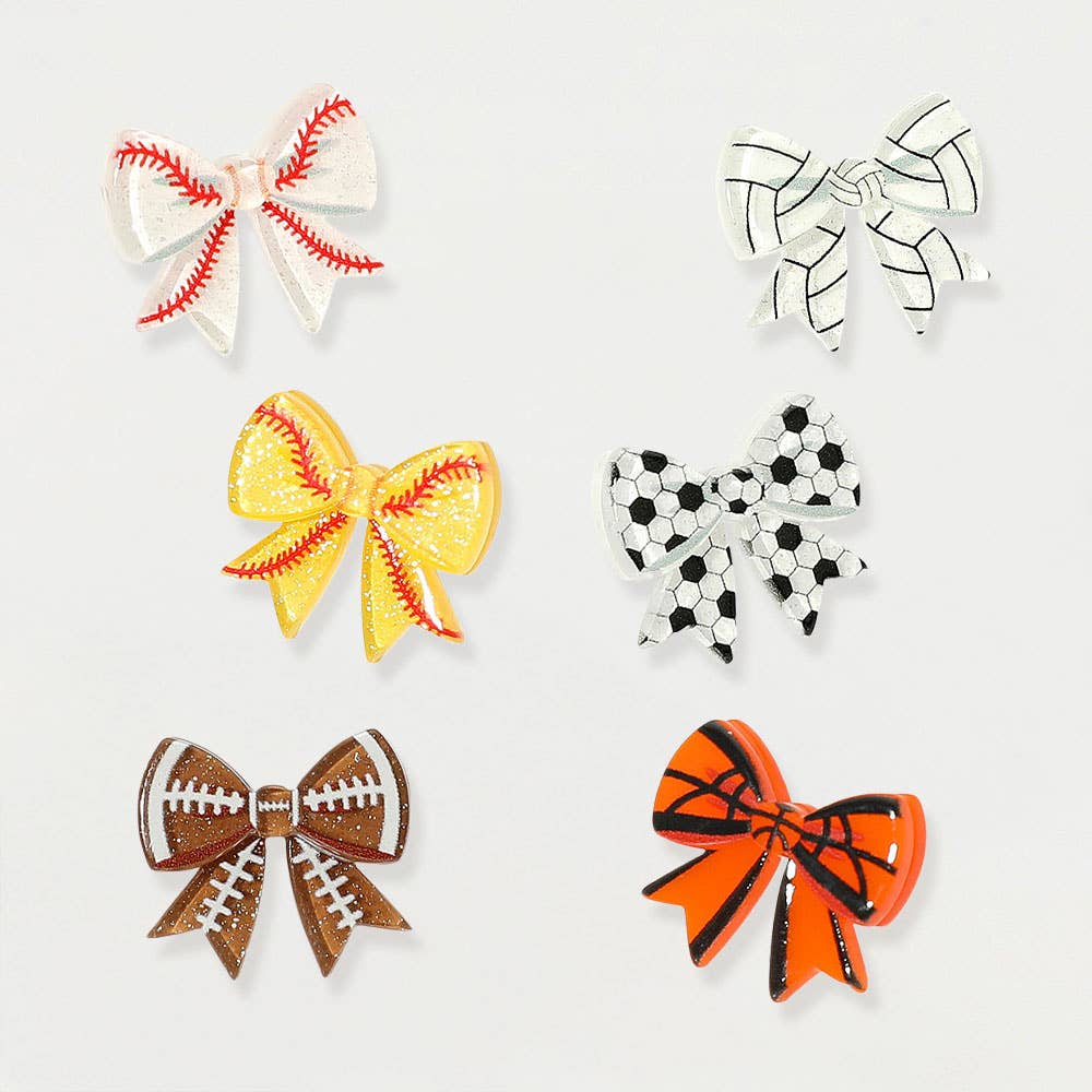 Resin Sports Baseball/Basketball/Football Bow Stud Earrings