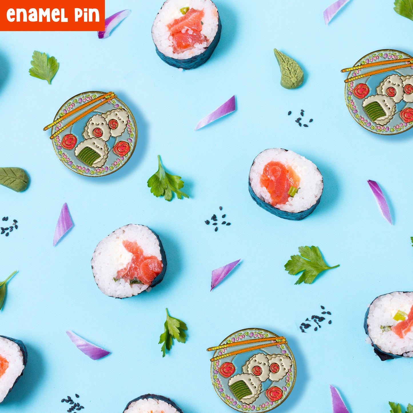 Kawaii onigiri sushi enamel pin