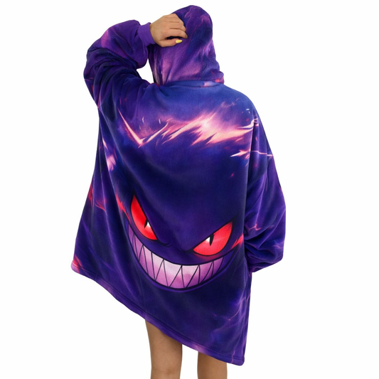 Gengar Wearable Blanket Hoodie for Kids & Adults