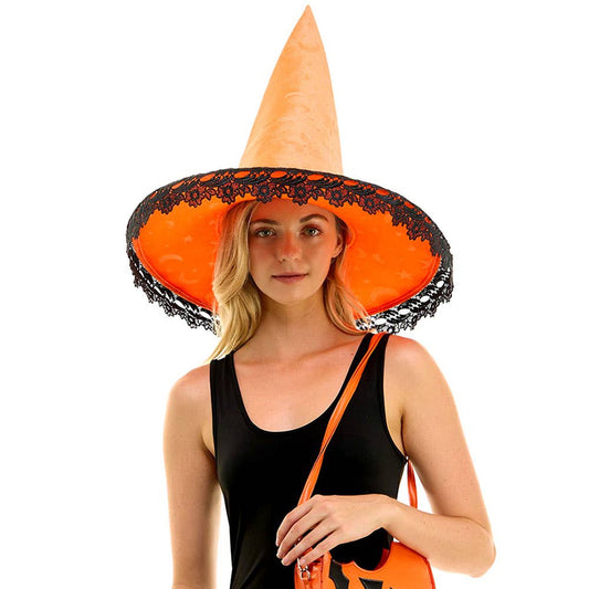 Bow Pointed Flower Lace Around Halloween Witch Hat