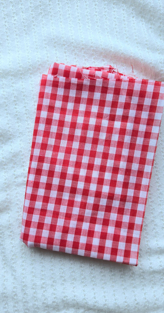 Mini Pinwheel Bow on Headband • Red Gingham • 4th of July